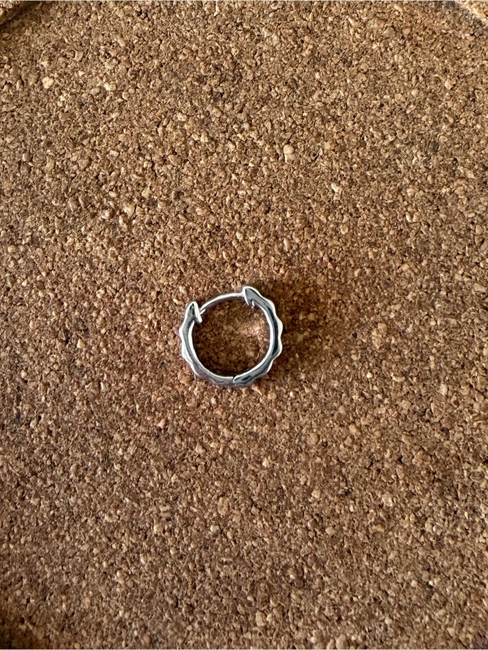Wavy 925 Silver Huggie Hoop